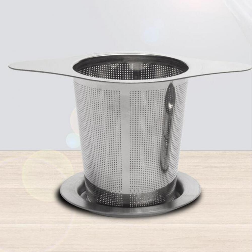 1pc Stainless Steel Fine Mesh Tea Infuser Basket With Dual Handle Loose Leaf Tea Funnel Strainer For Tea Room Home Use