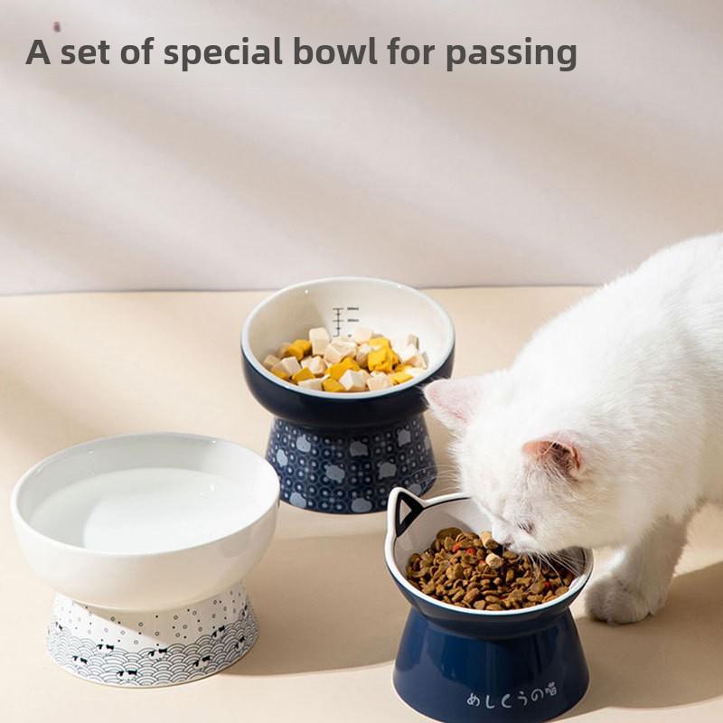 Zephyr Cat Bowl Ceramic Double Bowl Anti-knock Food Basin Dog Bowl Cat Drinking Bowl Automatic Drinking Water Pet Supplies