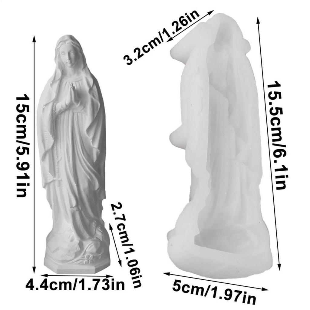 Virgin Mary Silicone Candle Mold 3D Christian Religious Figurine Resin Crafts Plaster Casting Molds Baby Birth Gift Home Decor