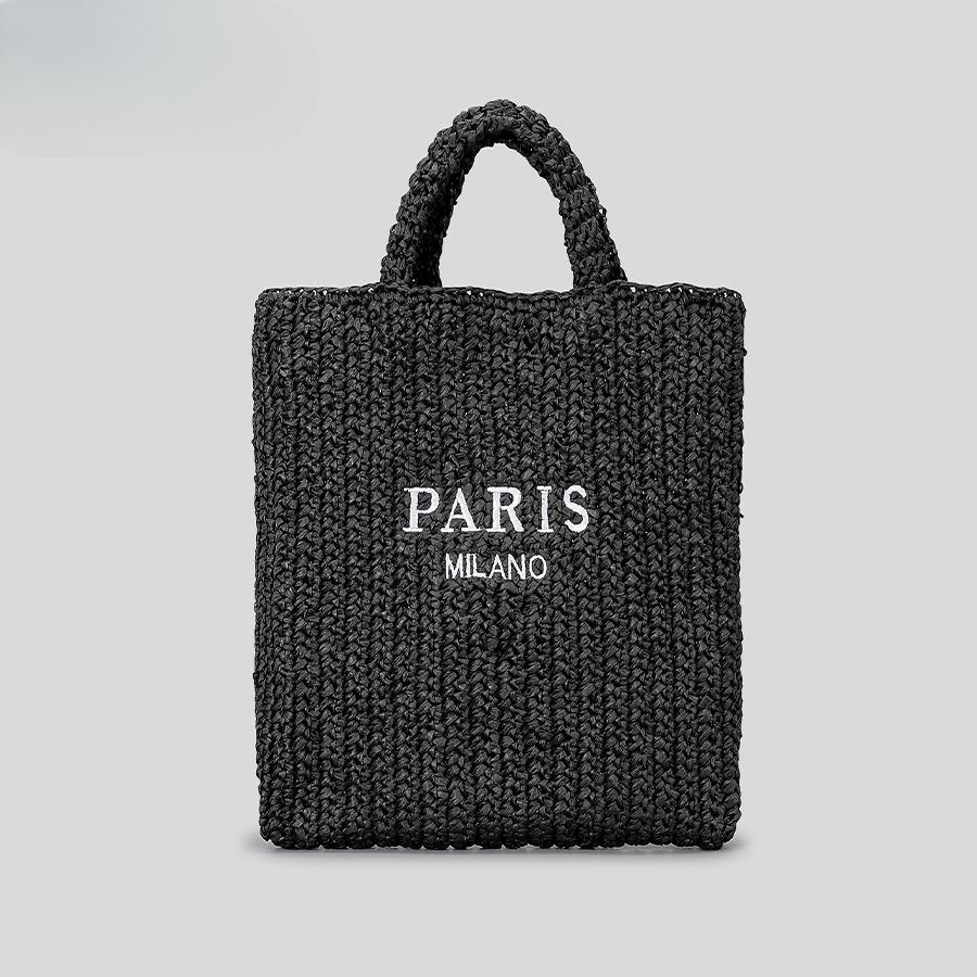 Handgemachte Stickerei Brief Tote Damen Seaside Holiday Strohtasche Große Kapazität Gewebte Tasche