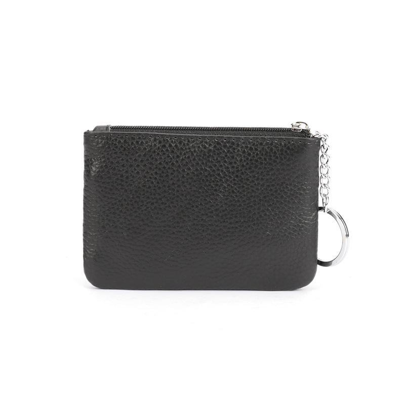 Leather Coin Purse Mini Key Ring Storage Baotou Layer Cowhide Large-Capacity Coin Purse Zipper Small Wallet
