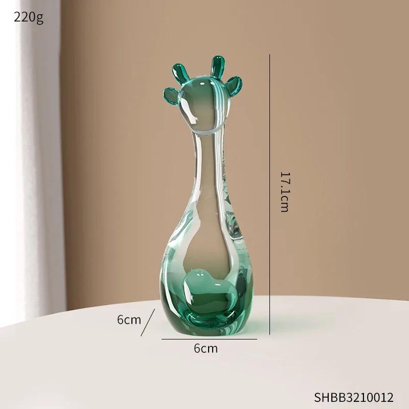 Creative Cute Transparent Giraffe Animal Sculpture Modern Home Living Room Wine Cabinet Table Decoration Accessories Craft Gifts