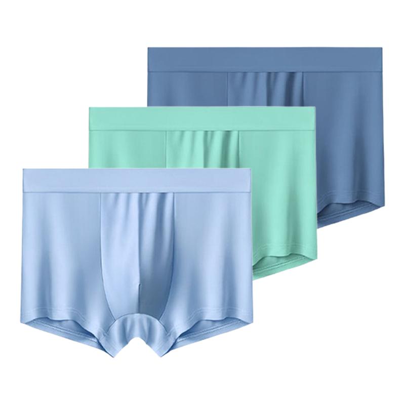 3 Pieces Men's Underwear Ice Silk Boxer Shorts Men Underpants Cool Breathable Sexy Thin Panties U Convex Lingerie L XL XXL 3XL 4XL