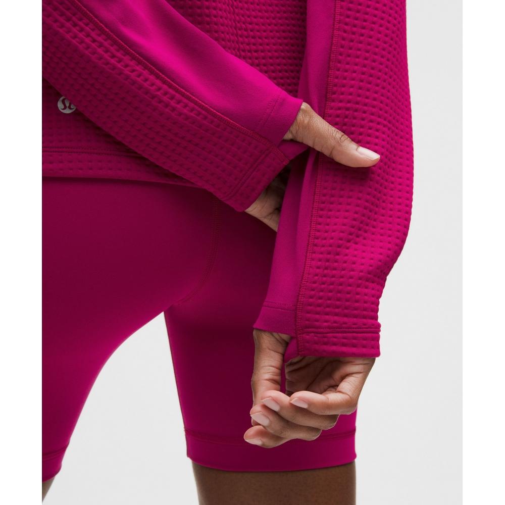 Lululemon Waffle Knit Half Zip Long Sleeve Shirt Berry Rumble