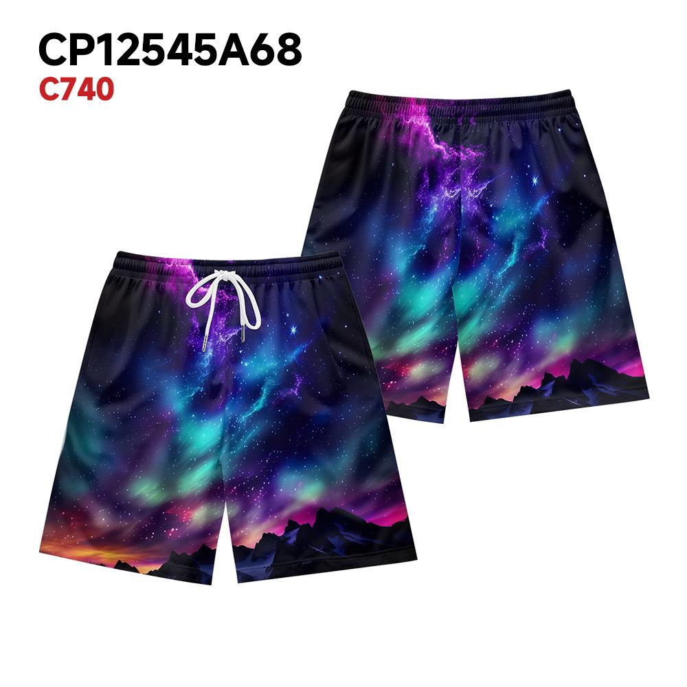

European And American Dark Natural Lightning Element Men S Casual Shorts Beach Pants XXS