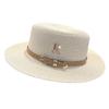 Sunscreen Letter Buckle Straw Hat Vintage Sunshade Metal R Beach Cap Leisure Anti-UV Women Lady Girl Church Hats Spring Summer
