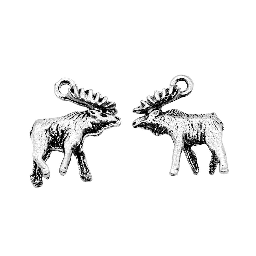 

5шт Лоси Шармы Амулеты Античное серебро Цвет Цинковый сплав 18X16mm