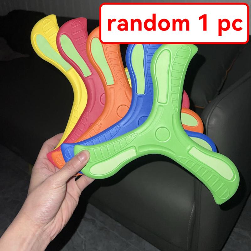 

Glow In Dark Three Leaf Boomerang Flying Back Soft Rubber Unbreakable Boys Toy Boomerang Flying Disc Children Stress Relief Toy