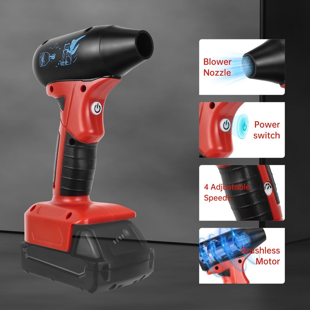 Brushless Jet Blower For Milwaukee 18V Battery 130000RPM 4-Speed Control Violent Turbo Fan Electric Air Duster (No Battery)
