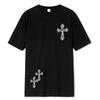 Black Diamond Cross Printed T-shirt, Summer Gothic Harajuku Short Sleeved T-shirt, Anime Hip Hop T-shirt, Men's Large T-shirt