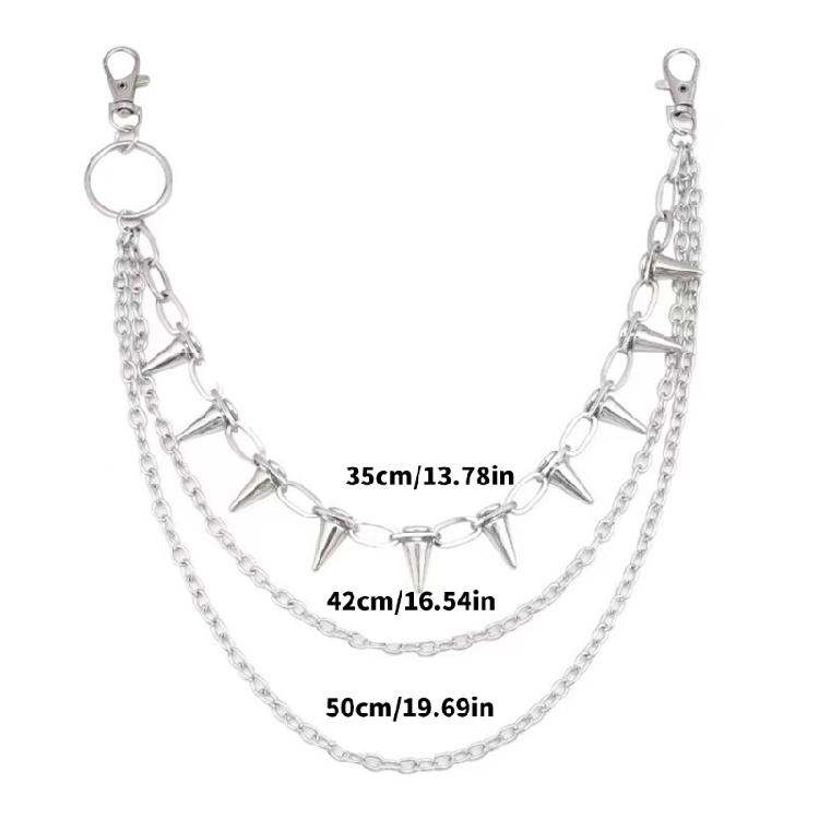 Rocker Metal Chain With Spikes For Pants Belts And Purse Charm Secure Fastening Detachable Waist Decoration Chain