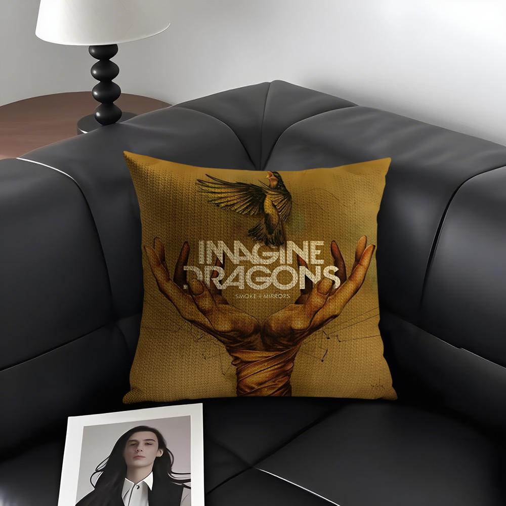 IImagine DragonsS Band Cushion Cover Natural Linen Organic Fabric DoubleSided Printing Sofa Home Decor Gift Pillow Case