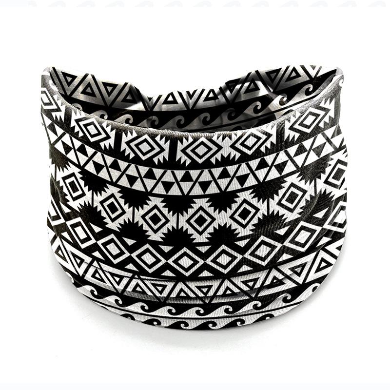 European American Women's Hair Band African Print Pattern Wide Edge Elastic Knot Sports Yoga Headband Women's Headwear Hair