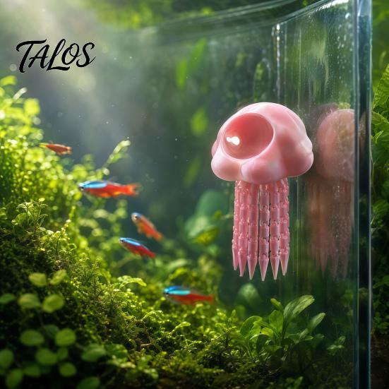 Fish Tank Cave Hideout Aquarium Floating Jellyfish Hide, 3D Printed Reduce Aggression in Hideout, Decorative Shelter for Pleco Shrimp Betta Saltwater