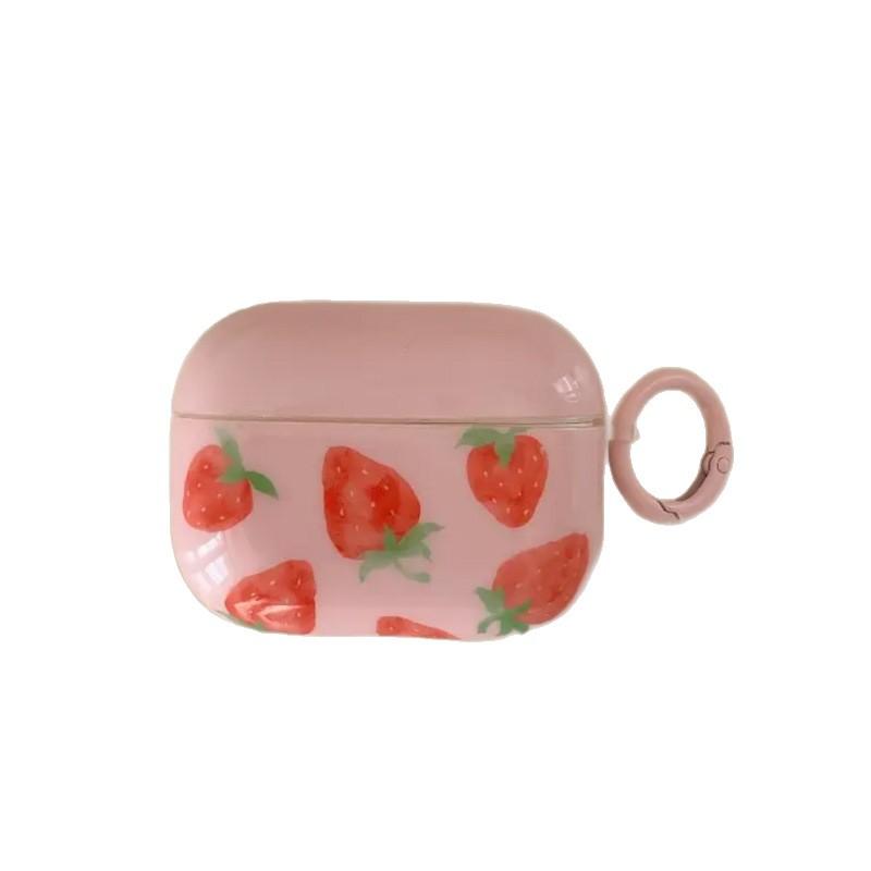 Pink Soft Case Multiple Strawberry Pattern iPhone Earphone Case for AirPods Pro1