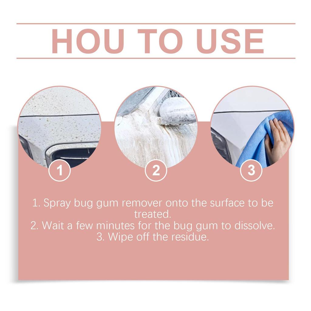 Homonth Bug & Gum Remover for Car - Fast Acting Cleaner for Insect Residue, Bird Droppings, Tree Sap & Tar, Safe for Paint & Glass (100ml)