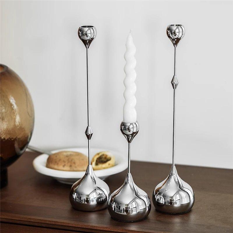 3Pcs Silver Gold Black Tabletop Candle Holders Romantic Art Table Decoration Wedding Photography Props Desktop Ornaments