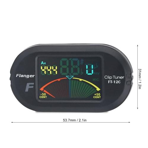 Flanger FT 12C Colorful Screen Tuner with Clip Mount for Guitar, Bass, Ukulele, and Violin - Easy-to-Use Flanger Clip-on Chromatic Tuner