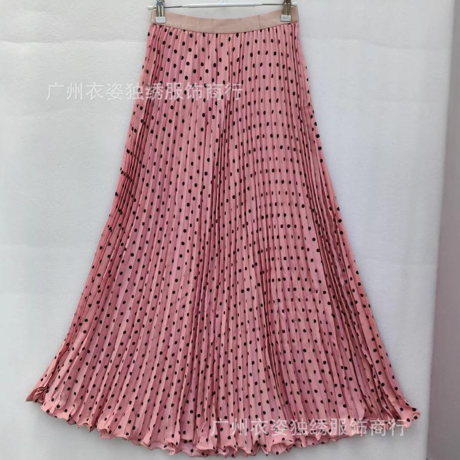 CM Summer South Africa North America Polka Dot Skirt Classic Versatile Skinny Pleated Skirt Long Skirt Women