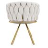 Velvet Dining Chair, Set of 2, Single Light Luxury Living Room Bedroom Swivel Chair, Leisure Swivel Chair with Four Metal Support Legs, Beige and Gold