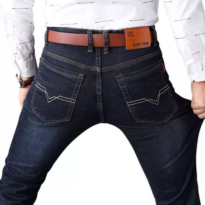 Męskie elastyczne dżinsy Proste, luźne, duże, pogrubione, elastyczne spodnie męskie Codzienne spodnie na co dzień