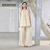 Eichito Linen Blend Halter Chiffon Sleeveless Top