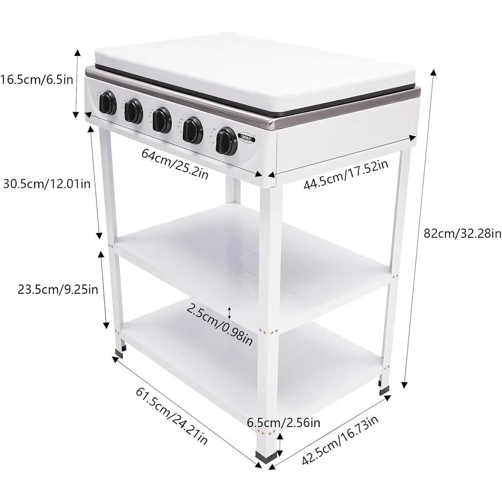 Gas Stove Portable Stove 5 Burner, with Support Leg Stand and Wind Blocking Cover Adapter Manual Ignition Camping Stove, NO Hose