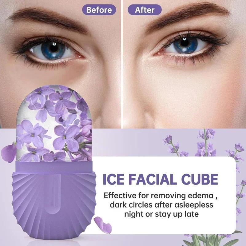 Ice Face Roller Ice Cube Beauty Massage Silicone Ice Mold For Eye Puffiness Ice Facial Roller Shrink Pores Multifunctional Mold