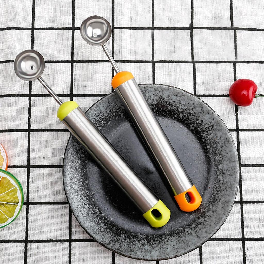 Stainless Steel Melon Baller Spoon and Portable Watermelon Puncher Cutter Fruit Core Remover Kitchen