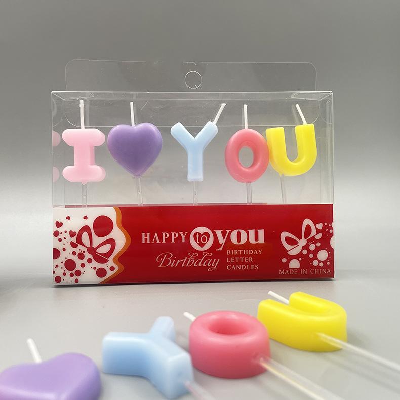 English Letter I LOVE YOU Confession Candle Letter Valentine's Day Love Atmosphere Confession Birthday Candle