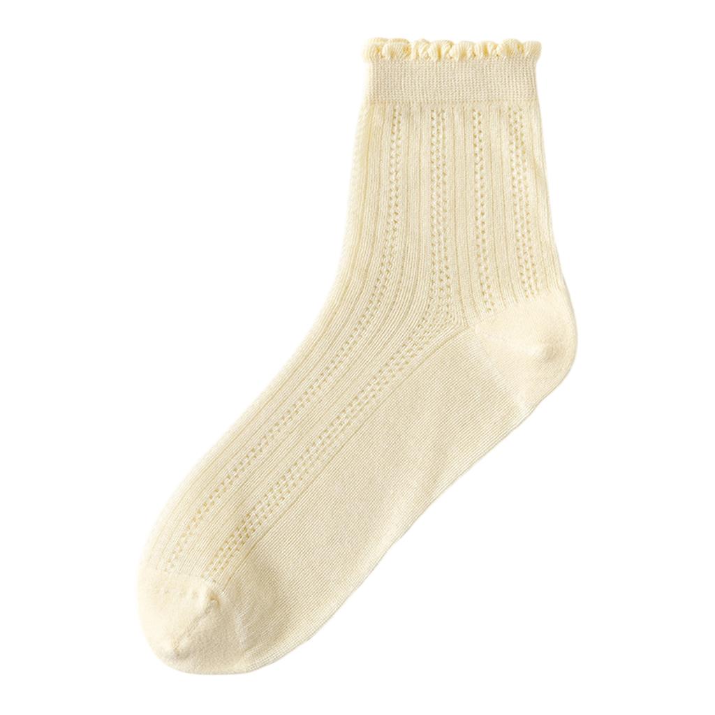 Women Thin Mesh Lace Socks Seamless Mid-Calf Socks Breathable Lightweight Soft Fabric Stretchy Fit for Daily Wear