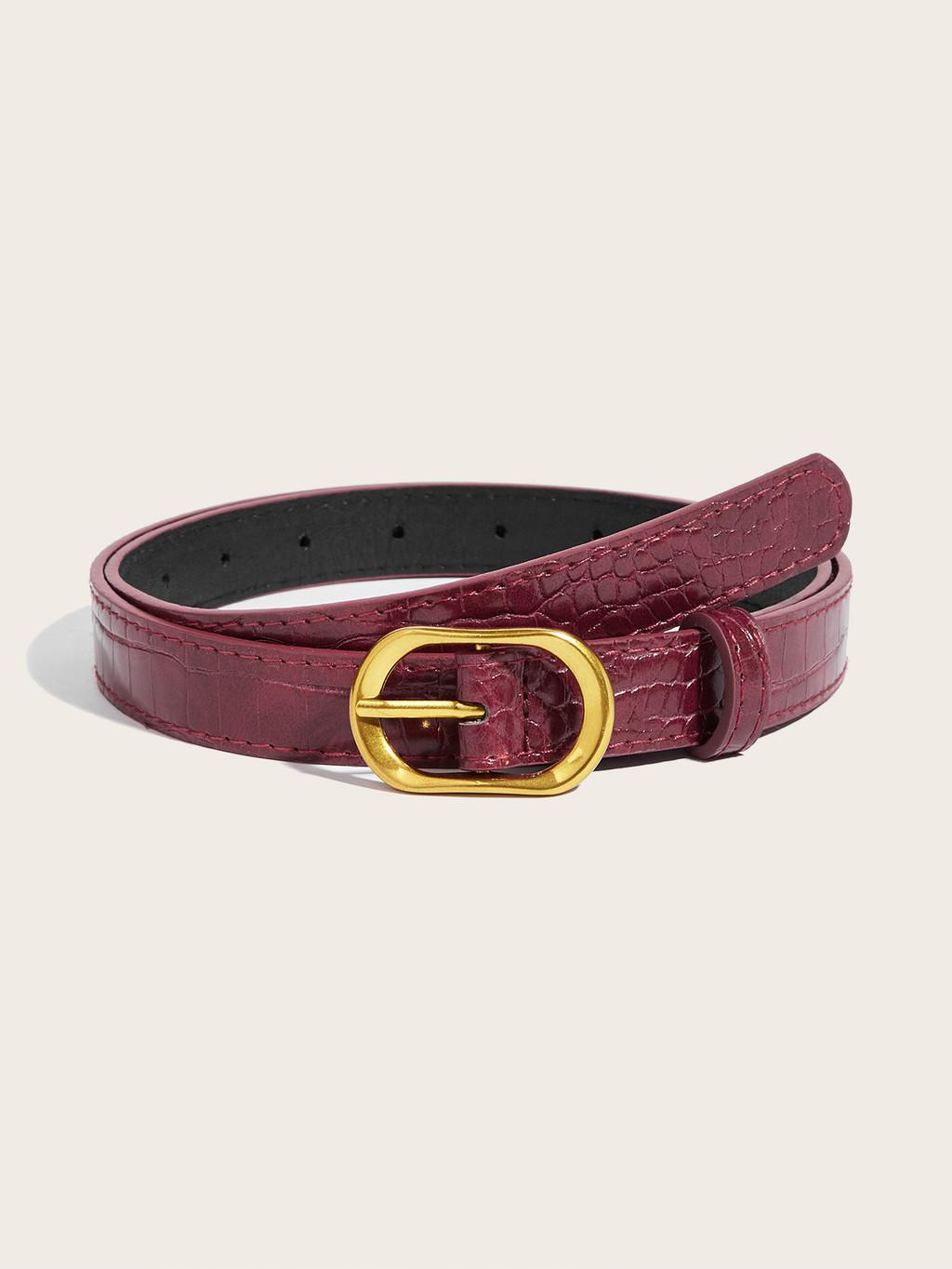 

Fashion Womens Pu Leather Belt With Alloy Buckle For Casual Wear And Denim Styling бордовый