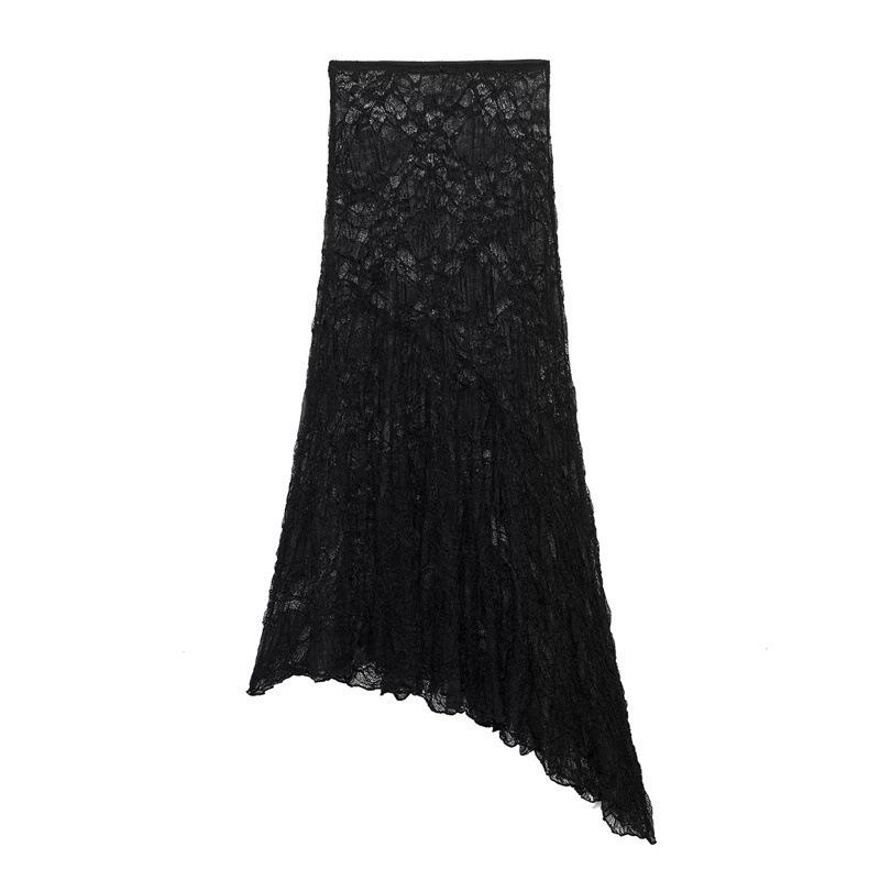 

TAOP&ZA Women s Asymmetrical High Waist Midi Skirt - Spring/Summer European & American Style Large чорний