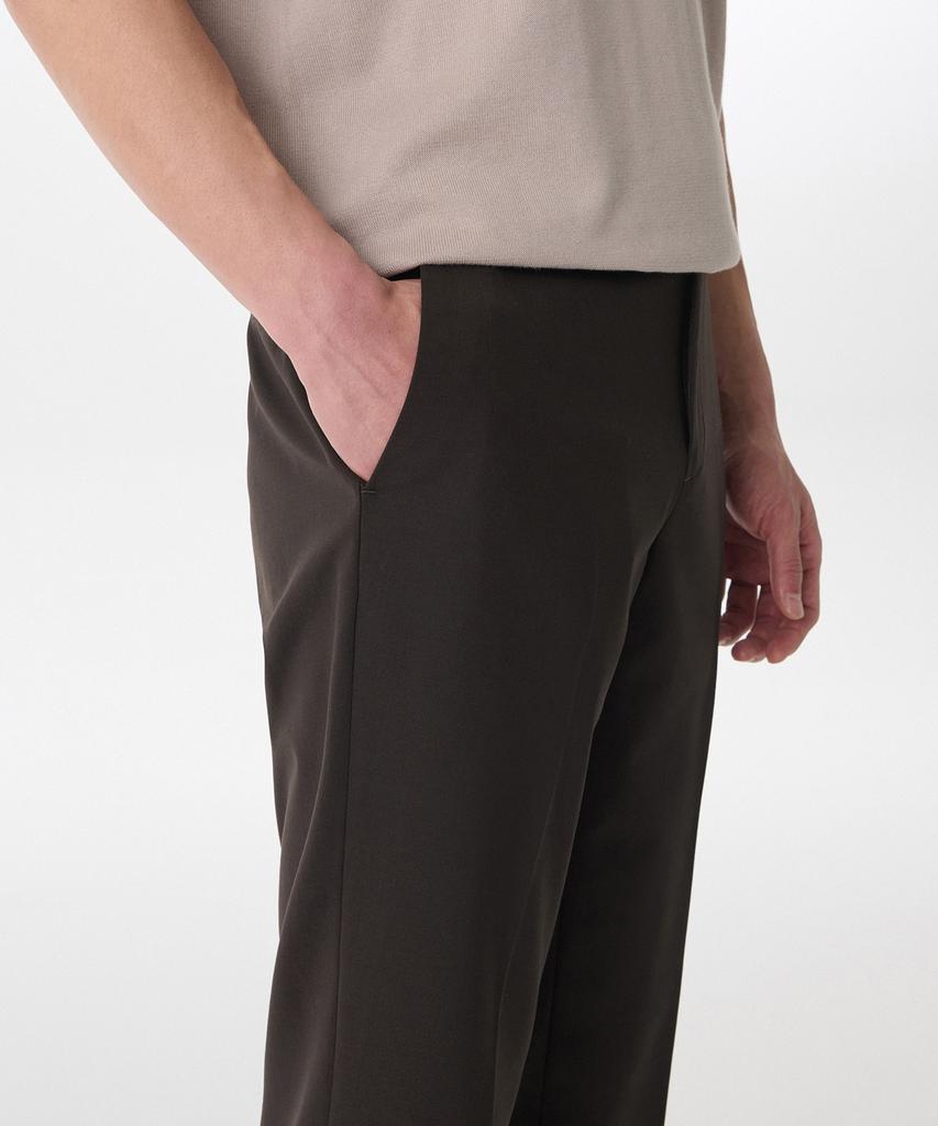 Musinsa Standard Summer Wool Relaxed Tapered Hidden Banding Crop Slacks [Brown]