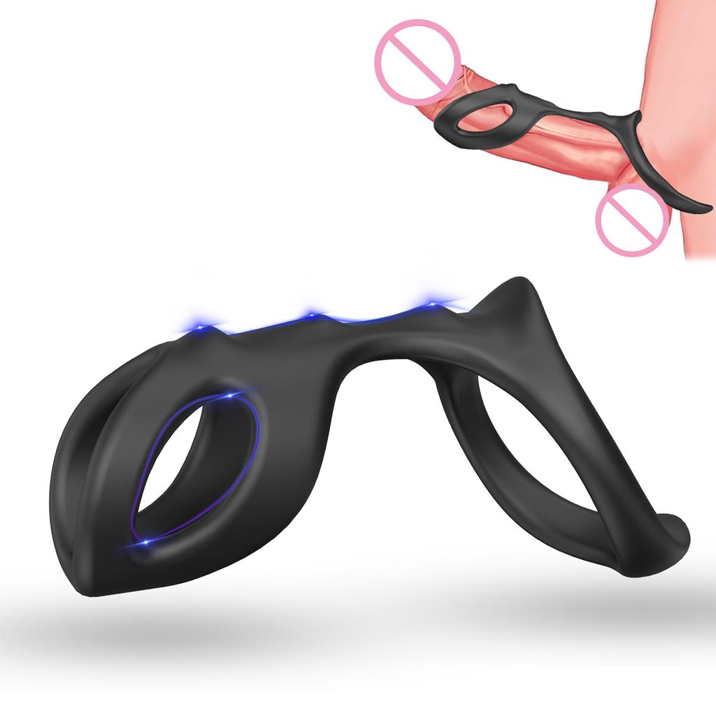 Silicone Penis Cock Ring Delay Ejaculation Penis Enlargement Chastity Cage Glans Cockrings Sex Toy for Men Dick Enlarger Rings