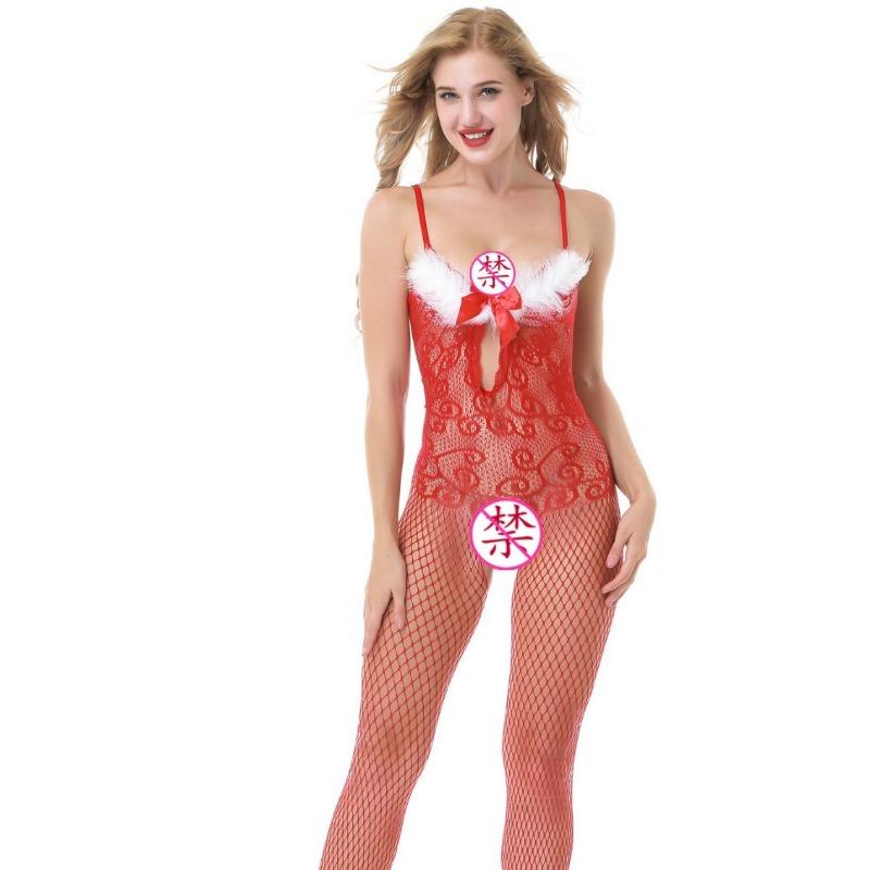 Women Red Feather Sexy Lingerie Role Play Bodysuit Costume Set
