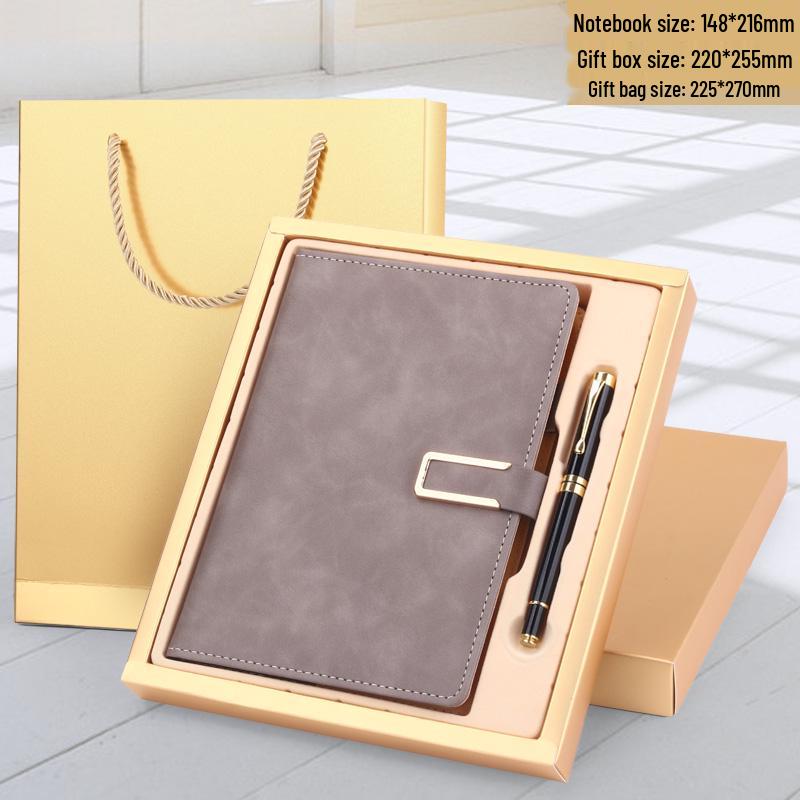 Men's Business Notebook with Printed Pages, Leather Cover, Magnetic Buckle, and Pen Holder. Perfect for Meeting Minutes and Office Use.