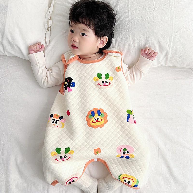 Cotton Sleeveless Baby Sleep Sack With Legs Split Design Toddlers 1-6 Years All Season Warm Sleeping Bag