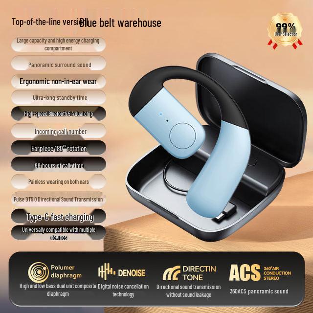 In-Ear Bone Conduction Wireless Bluetooth Headphones: Sweatproof, Ultra-Long Battery, for Running & Sports, Compatible with Apple & Android.