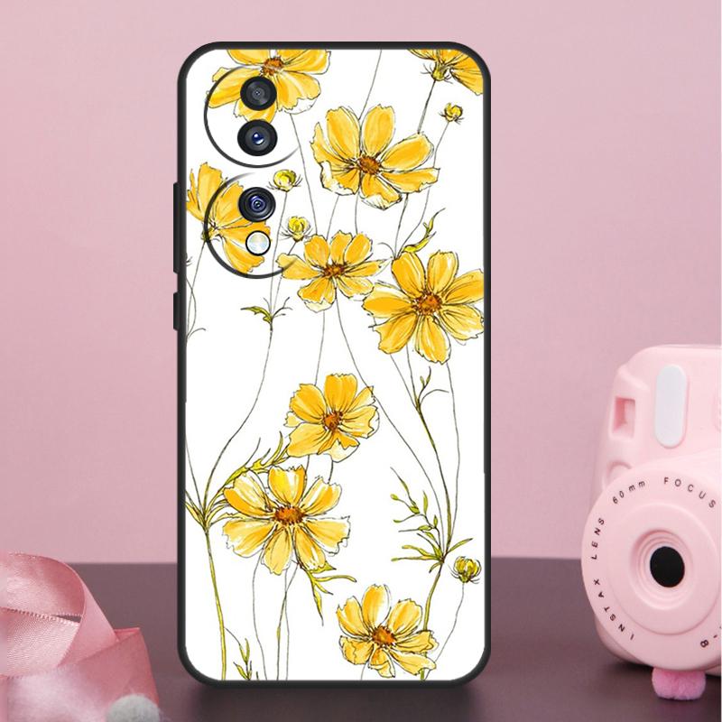 Yellow Cosmos Flowers Lavender Case For Honor 200 400 Pro 50 70 90 X9a X9b X9c X9d X8b X8c Win Magic 7 Lite 5 6 8 Pro Cover