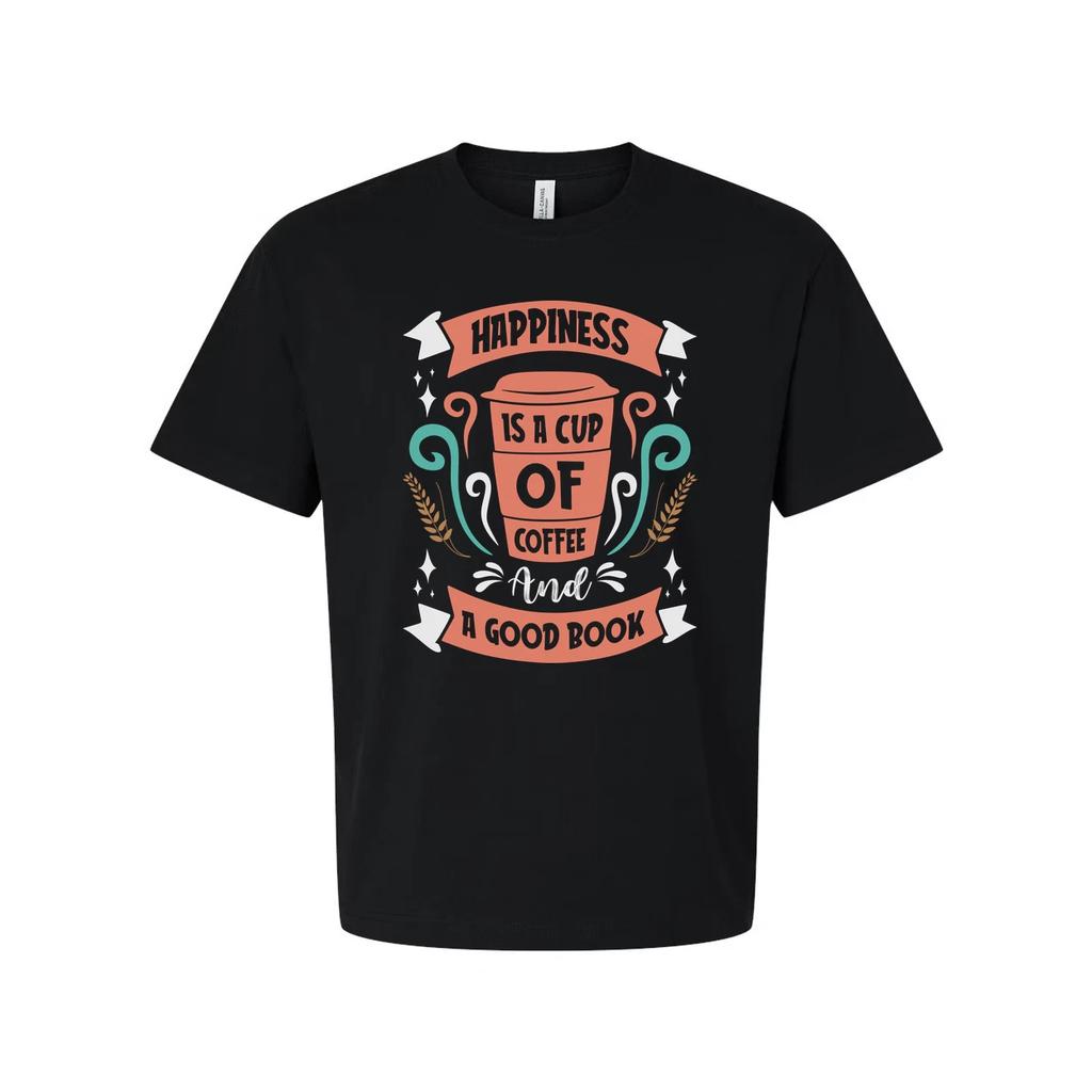 Coffee Cup Graphic Unisex T Shirt With Quote Happiness Is A Cup Of Coffee And A