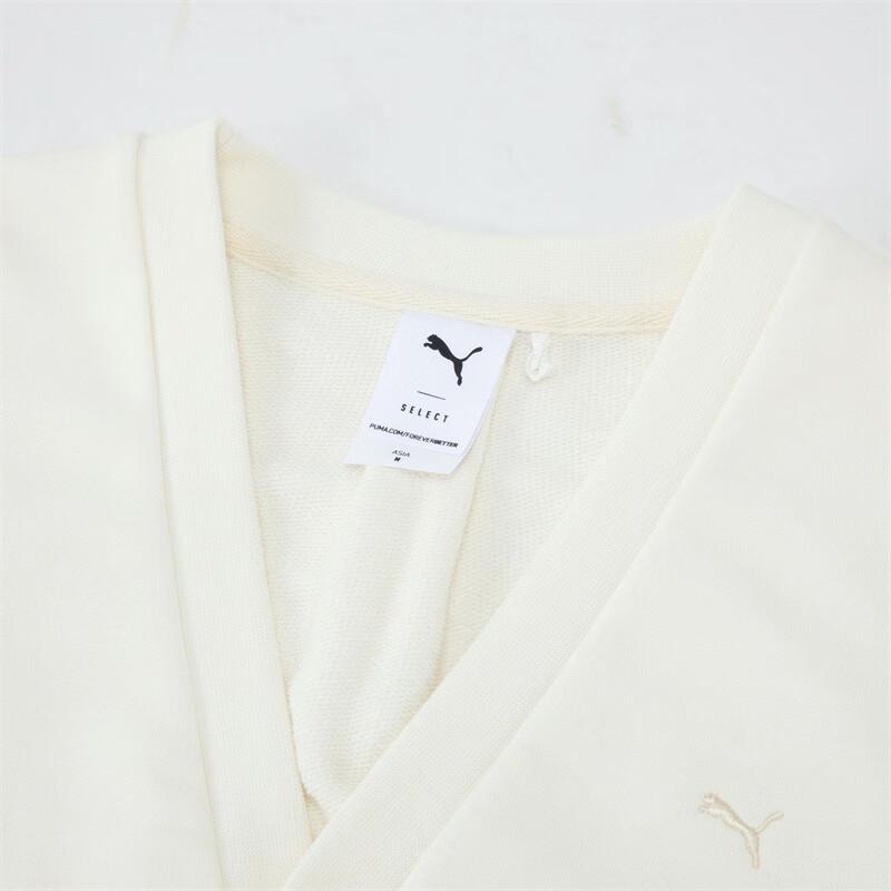 PUMA Open Front Loose Lightweight Knit Sweater Women tops White 627731-65