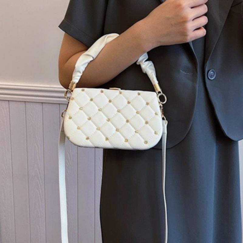 Beading Pu Shoulder Bags Women Chain on Sale  High Quality Hasp Small Square Bags Solid Fashion Crossbody Bags