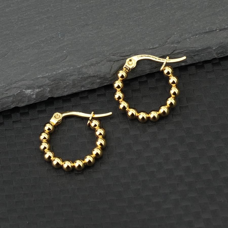 New Simple Style 3mm Beads Women Circle Earrings 18mm 25mm 30mm Stainless Steel Loop Orejeras Unfading Not Allergic Gift For Her