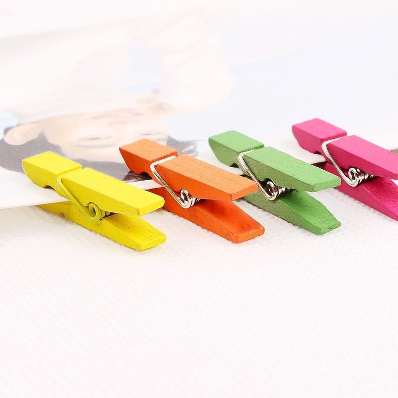 25pz Mini Clip Foto Legno Colorato Naturale Molletta Carta Memo Molletta Vestiti Legno Fai da Te Cancelleria Natale Festa di Matrimonio Decorazione Casa