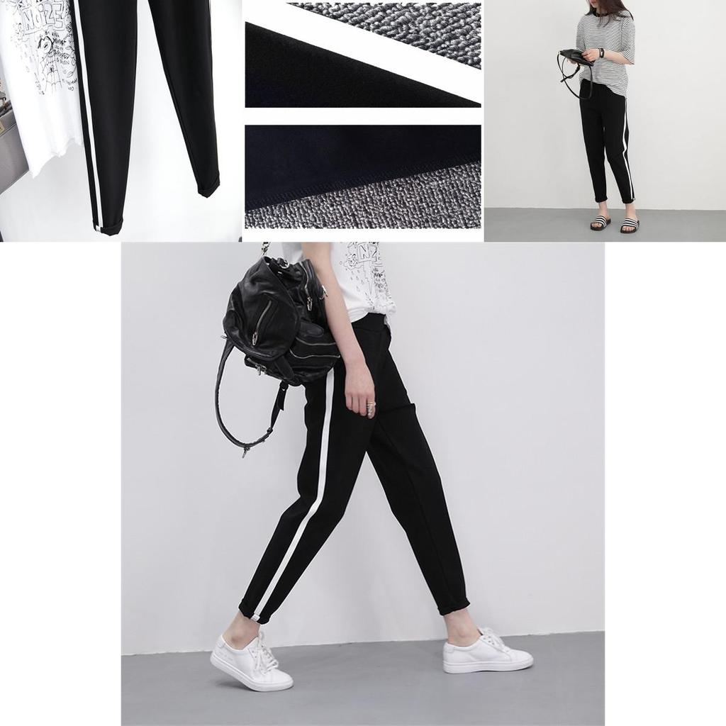 Elastic Waist Patchwork Harem Pants Casual Loose Sports Trousers**