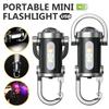 COB LED Nyckelring Ficklampa Multifunktionell Ficklampa Uppladdningsbar Ultralätt Campingficklampa för Utomhus Nödsituationer