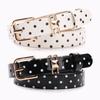 Women's Polka Dot Belt with Gold Buckle - Candy Color Patent Leather Waistband, Trendy Y2K Fashion Accessory for Jeans Dresses