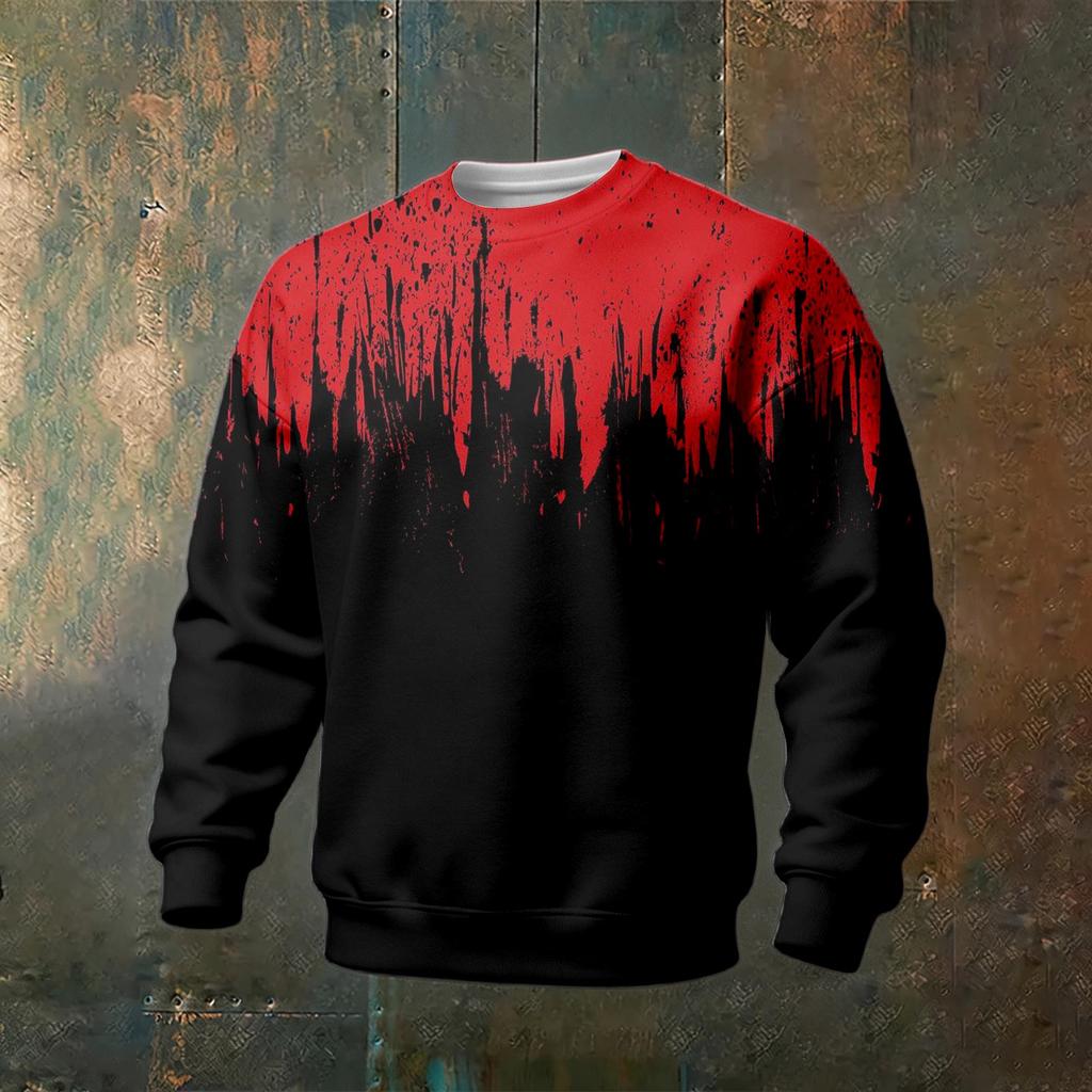 Men's Halloween Printed Long Sleeve Sweatshirt Casual Pullover