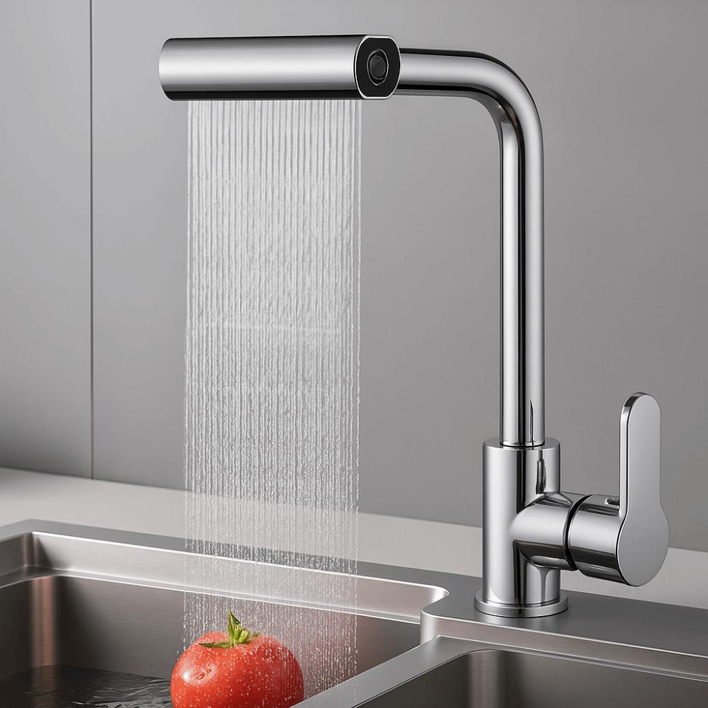 Hot Cold Single Hole Waterfall Kitchen Faucet 360°Rotating Sink Splash-proof Faucet  for Home